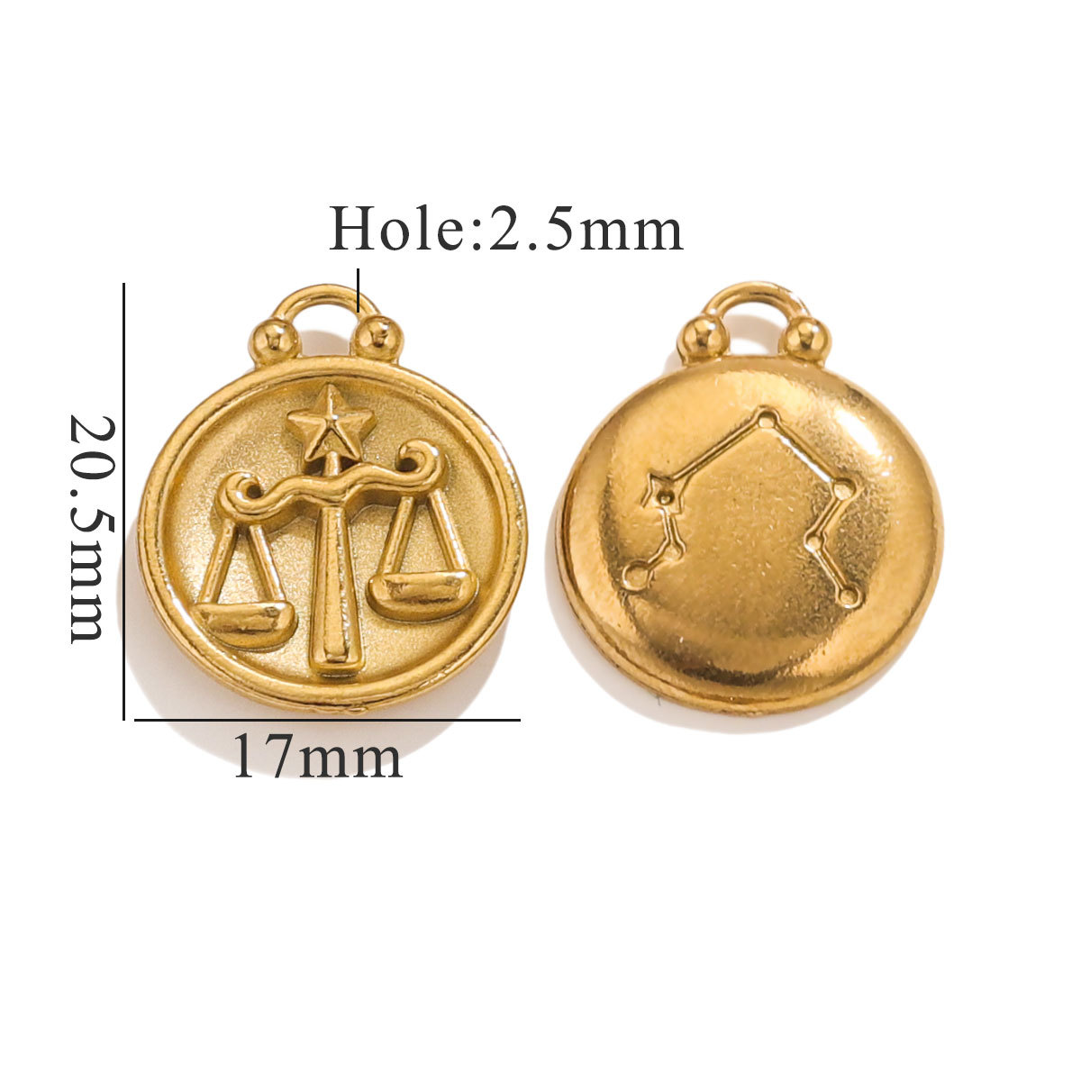 Gold color / 1 Piece Retro Classic Style Libra Shape Stainless Steel  Gold Color Unisex Pendant Picture22